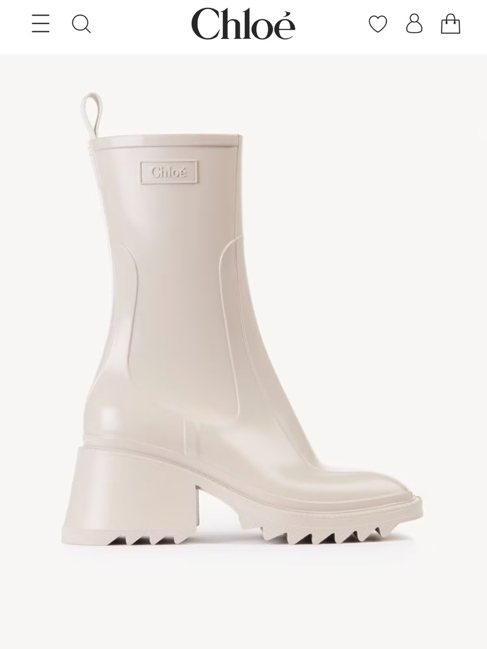 CHLOÉ BETTY RAIN BOOT IN NOMAD BEIGE ANKLE BOOT WATERPROOF MONOCHROME